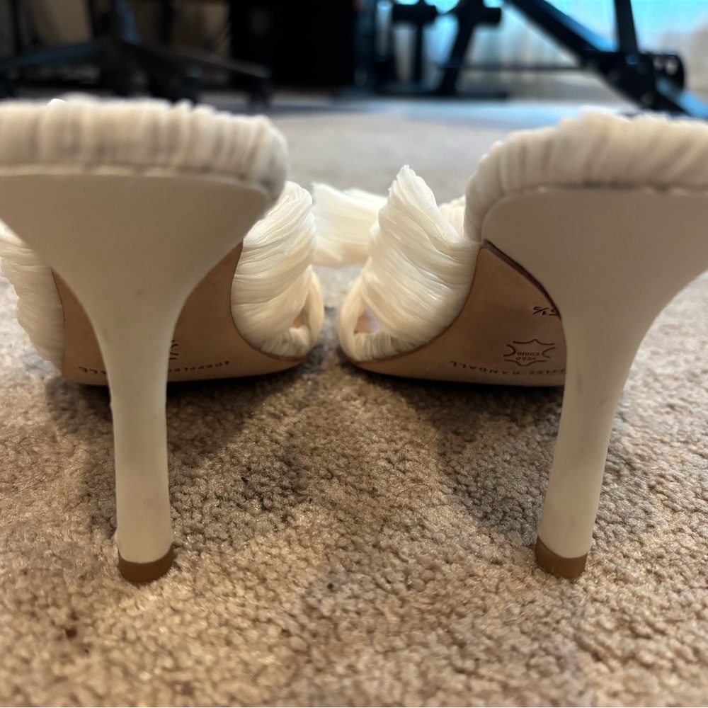 Loeffler Randall White Heeled Mules with Bow Detail - Picture 4 of 9